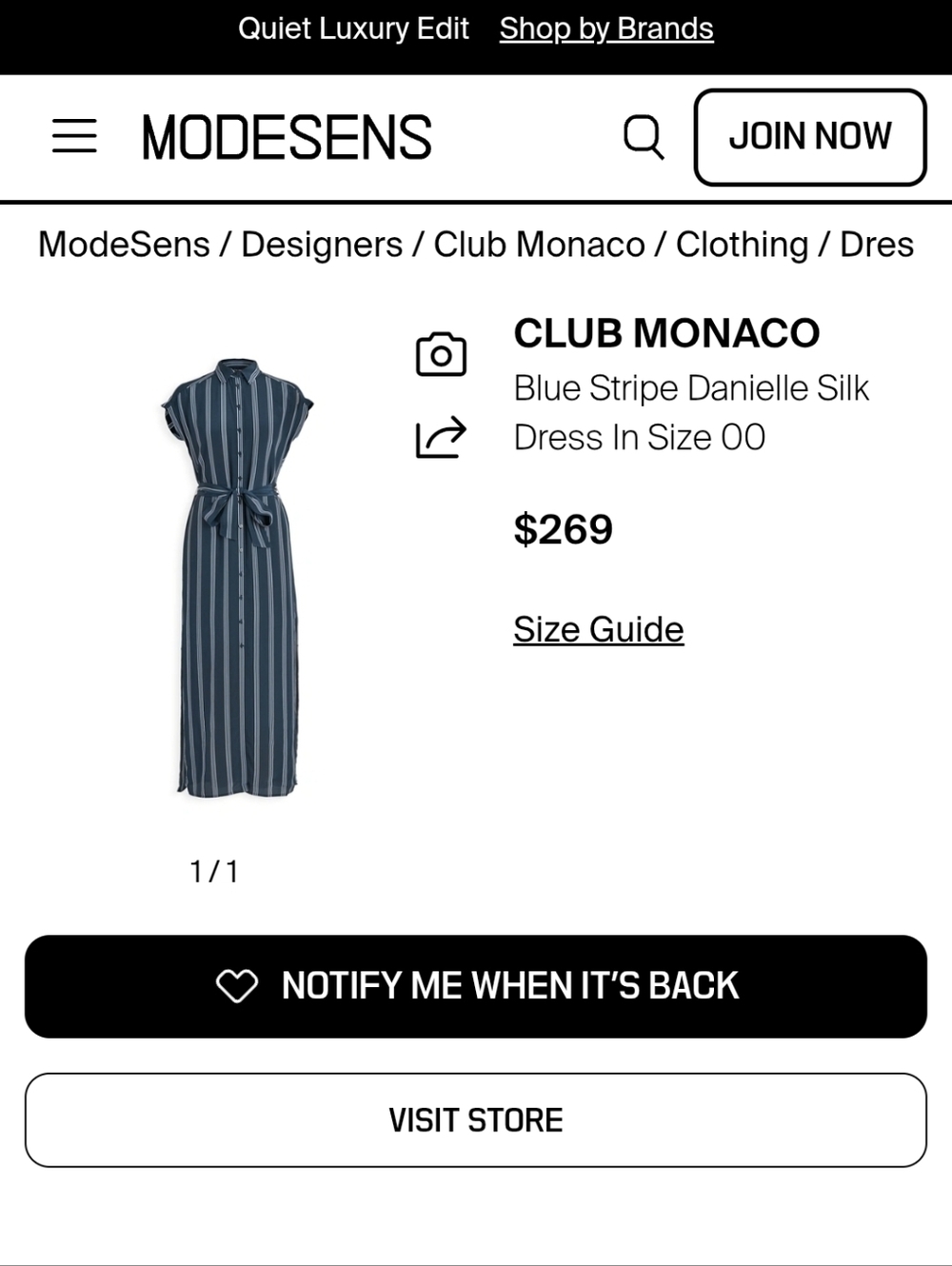 CLUB MONACO Danielle 100% Silk Striped Midi Shirt Dress - Size 4 - Picture 14 of 14